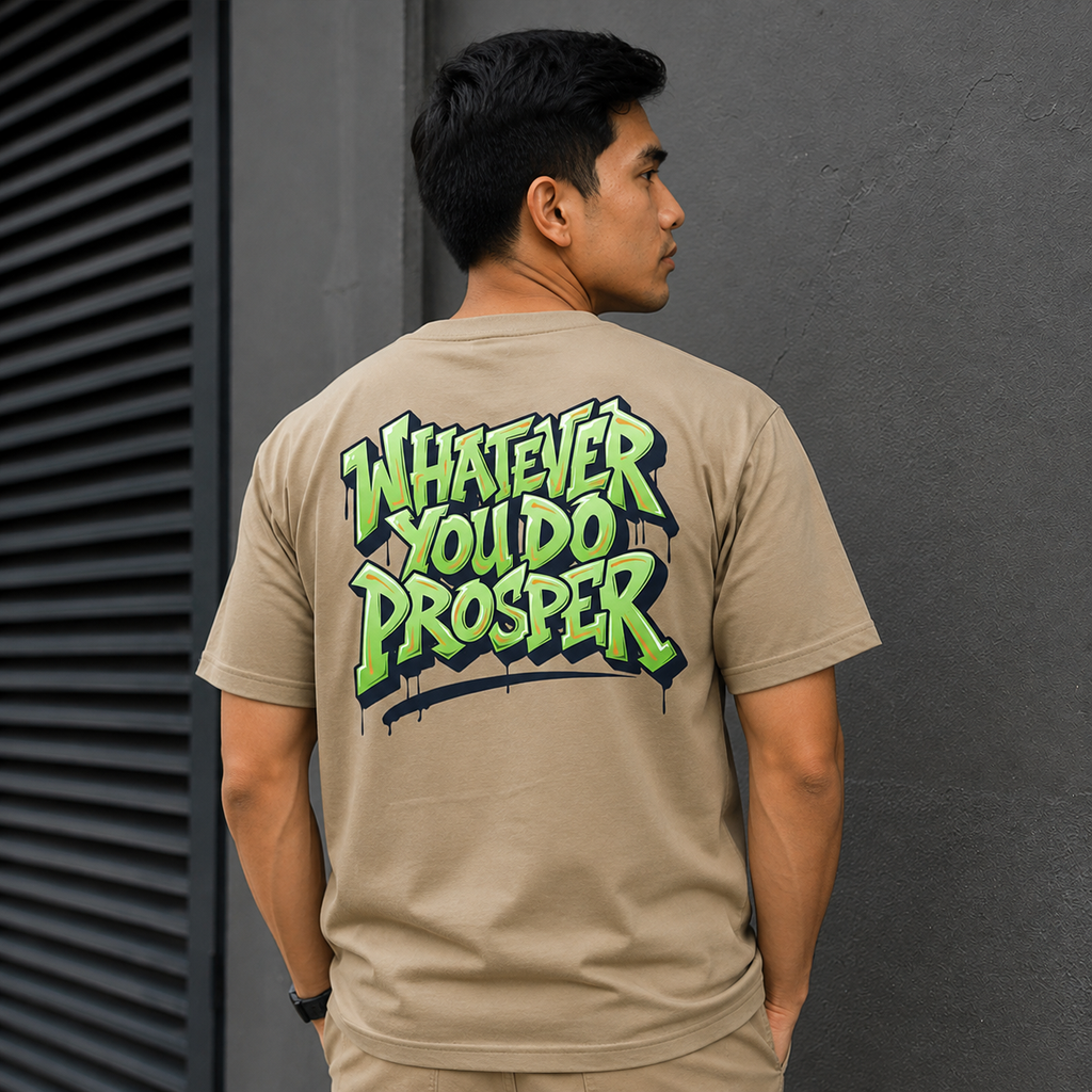 Whatever You Do Prosper T-Shirt for Men | Motivational Graphic Tee | Green Streetwear Shirt | Inspirational Gift for Him