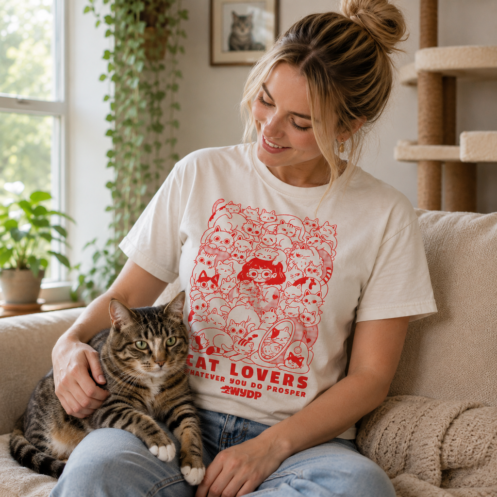 Women's Cat Lover T-Shirt | Cute Cat Graphic Tee | Funny Gift for Cat Moms