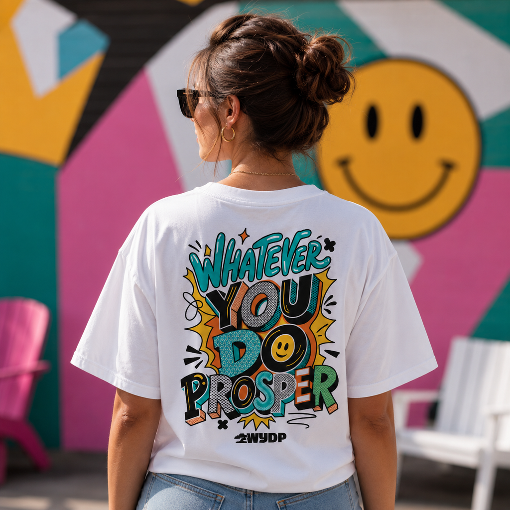 Whatever You Do Prosper T-Shirt for Women | Colorful Motivational Graphic Tee | Positive Quote Shirt