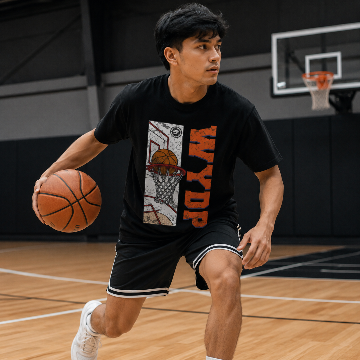 Vintage Grunge Basketball Tee for Men | Retro Basketball Streetwear