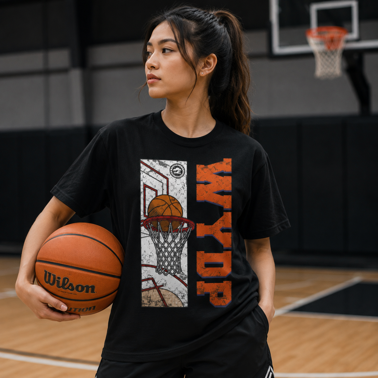 Vintage Women's Basketball Graphic Tee | Retro Basketball Streetwear