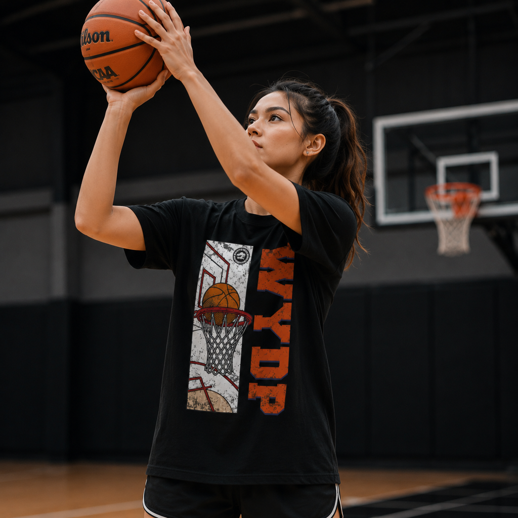 Vintage Women's Basketball Graphic Tee | Retro Basketball Streetwear